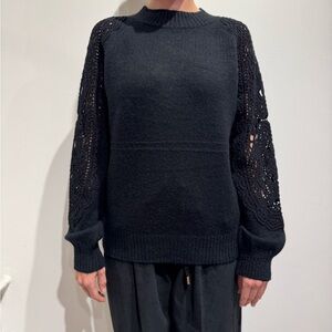 Chic Black Sweater with Lace Detail